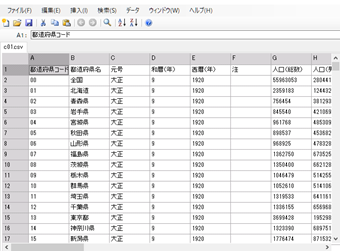 CSVファイルを開いたら自動的に表形式に展開