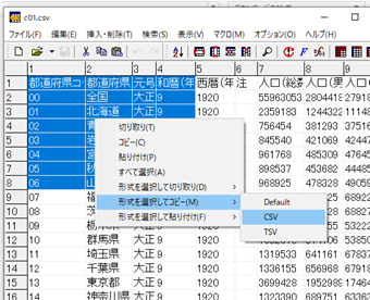 テキストコピー時に形式を選択