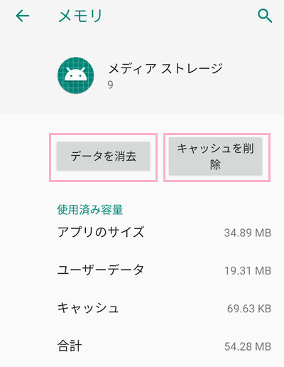 「データを消去」ボタンをタップ