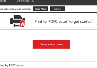 PDFCreatorの[Choose afile convert]をクリック