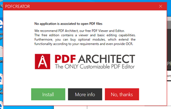 「PDF ARCHITECT」の宣伝の表示