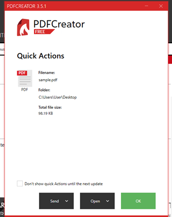 PDF化が完了した画面