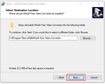 インストール先フォルダ設定画面をデフォルトのままで[Next]を押す