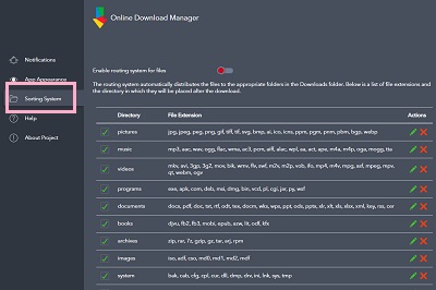 「Sorting System」項目