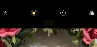 「Live Photos」のアイコンが黄色になっている画面