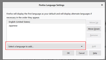 [Select a language to add]をクリックしてJapaneseを追加