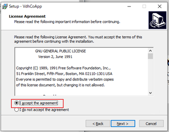 [I accept the agreement]にチェックを入れて[Next]ボタンを押す