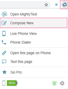 拡張機能アイコンをクリックしてメニューの「Compose New」をクリック