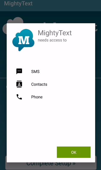 アプリは起動しアクセス権限の画面で「OK」を押す