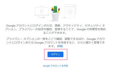 Googleメニューボタンから「アカウント」をクリック