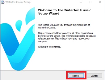 「Welcome～」という画面が立ち上がったら「Next」をクリック