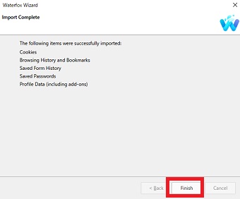 「Finish」をクリックして移行完了