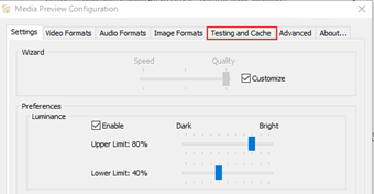[Testing and Cache]タブに切り替える