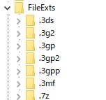 編集したい拡張子の項目を開く