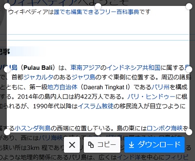 スクリーンショットのコピーとダウンロード