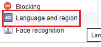 「Language and region」をクリック