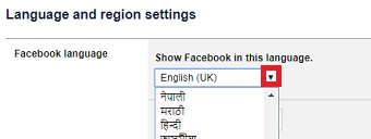English」の右にある「▼」をクリックして日本語を選択