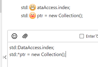プログラミングで顔アイコンが挿入されている画面