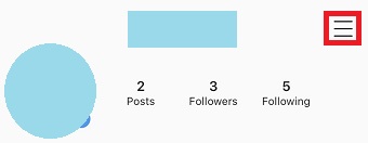 インスタグラムのアプリを起動しメニューのプロフィールアイコンをタップ→プロフィール画面を表示