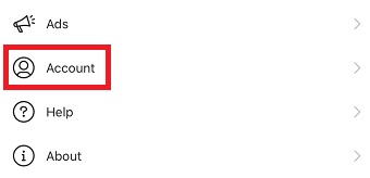 「Account」をタップ