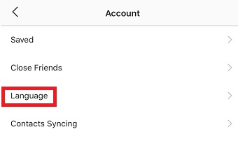 「Language」をタップ