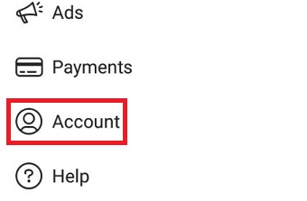 「Account」をタップ