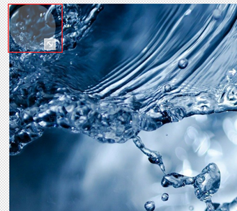 トリミングする画面の白い丸と拡縮用の矢印アイコン