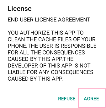 ライセンス文章に「AGREE」をタップ