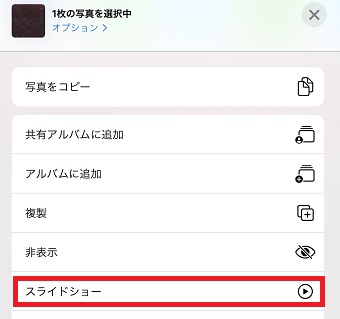 「スライドショー」をタップ