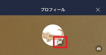 「プロフィール画像」の下にあるカメラのマークをタップ
