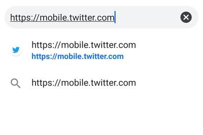 ブラウザを起動しアドレスバーに「https://mobile.twitter.com/」と入力してアクセスする