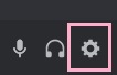 ユーザー名の右側にある歯車のアイコンをクリック