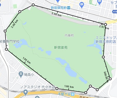 面積を測りたい場所を囲む