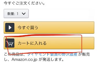 Amazonの『カートに入れる』の画面