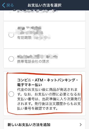 支払い方法を『コンビニ・ATM・ネットバンキング・電子マネー払い』にする→注文を確定する