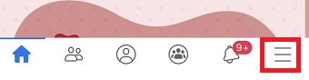 Facebookのアプリを開き、下の3本線をタップ