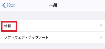 「一般」が開いたら「情報」をタップ