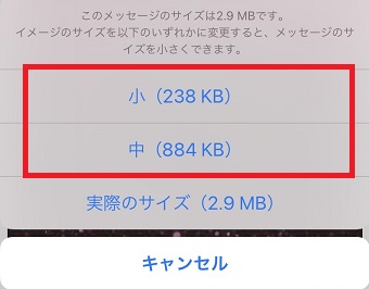 写真のサイズを選択する