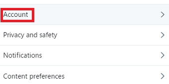 「Settings and privacy」が開いたら「Account」をクリック