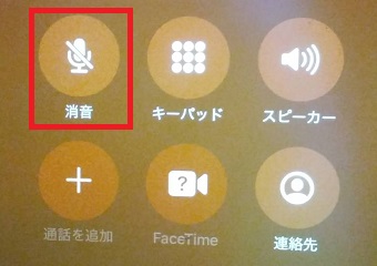 通話中の画面で「消音」のボタンを長押しする