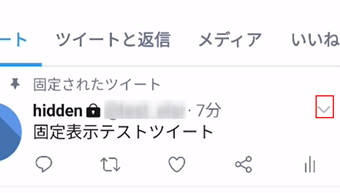 固定ツイートの右上にあるアイコンをタップ