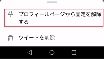 [プロフィールページから固定を解除する]をタップ