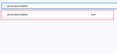 「javascript.enabled」の設定項目