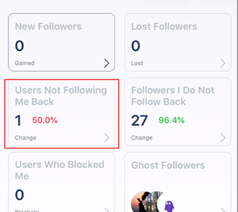 「Users Not Following Me Back」をタップ