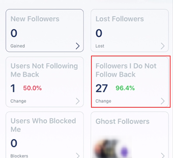 「Followers I Do Not Follow Back」をタップ