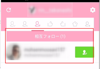 相互フォロー中のアカウントの表示