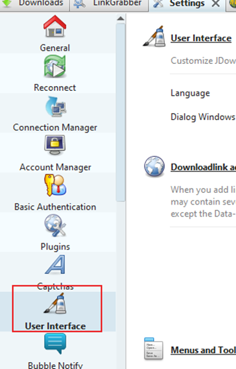 左メニューの[User Interface]を選択
