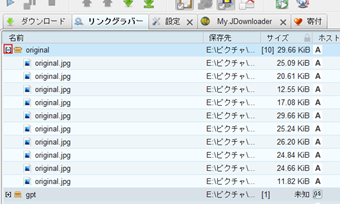 各ダウンロード項目左の[+]をクリックしてダウンロード予定ファイルの詳細を表示