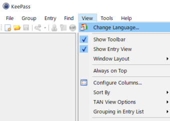 KeePass上部メニューの[View]->[Change Language]をクリック
