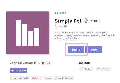 Webサイトにアクセスして、「Invite」をクリック
